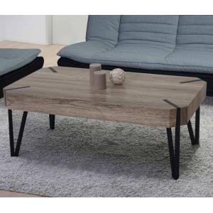 Couchtisch Kos T573, Wohnzimmertisch, 43x110x60cm MVG-zertifiziert ~ Wildeiche, dunkle Metall-Fe