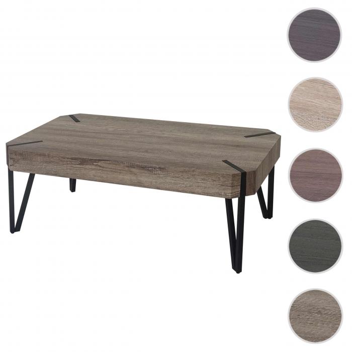 Couchtisch Kos T573, Wohnzimmertisch, 43x110x60cm MVG-zertifiziert ~ Wildeiche, dunkle Metall-Fe