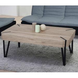 Couchtisch Kos T573, Wohnzimmertisch, 43x110x60cm MVG-zertifiziert ~ Sanremo Eicheoptik, dunkle Metall-Fe