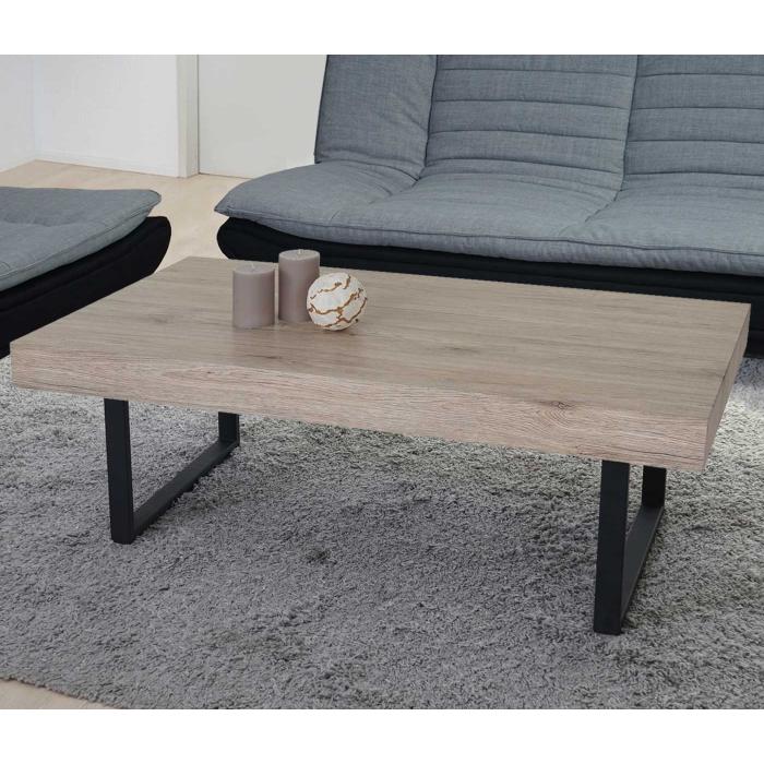 Couchtisch Kos T576, Wohnzimmertisch 40x110x60cm MVG-zertifiziert ~ San Remo, dunkle Metall-Fe