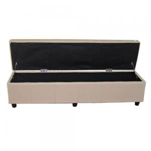 Aufbewahrungs-Truhe Sitzbank Kriens XXL, Kunstleder, 180x45x45cm ~ creme