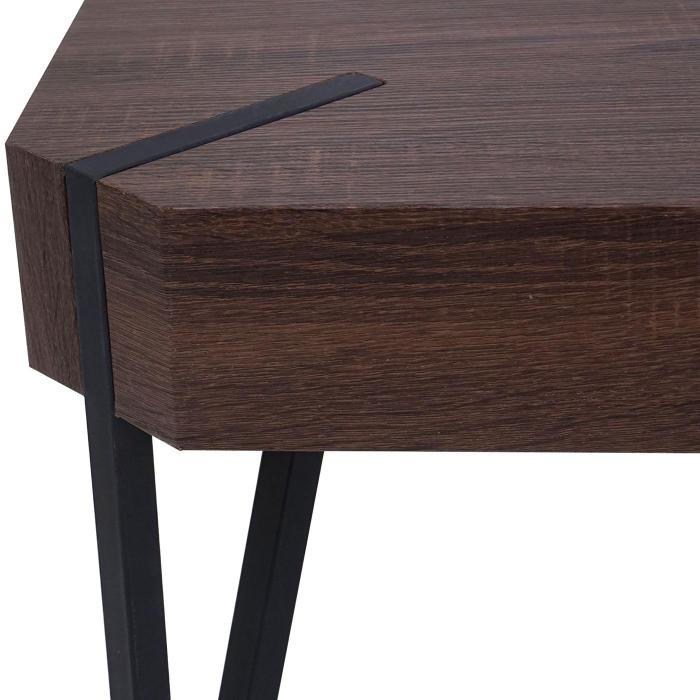 Couchtisch Kos T573, Wohnzimmertisch, 43x110x60cm MVG-zertifiziert ~ Braune Eiche, dunkle Metall-Fe