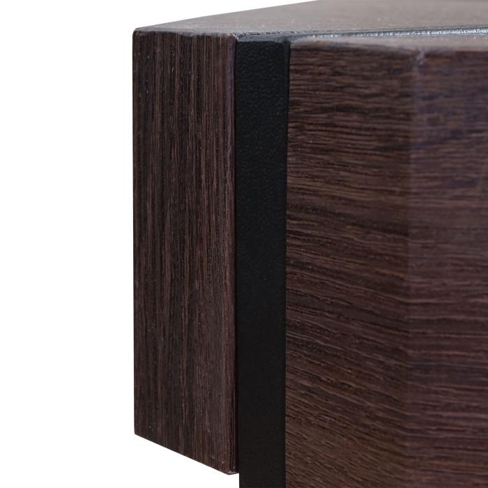 Couchtisch Kos T573, Wohnzimmertisch, 43x110x60cm MVG-zertifiziert ~ Braune Eiche, dunkle Metall-Fe