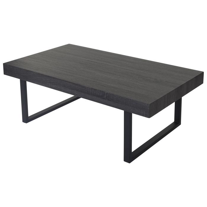 Defekte Ware (Kratzer/Ecken beschdigt SK3) | Couchtisch Kos T576 40x110x60cm ~ Schwarze Eiche-Optik, dunkle Metall-Fe