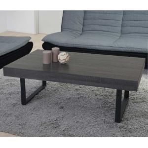 Defekte Ware (Kratzer/Ecken beschdigt SK3) | Couchtisch Kos T576 40x110x60cm ~ Schwarze Eiche-Optik, dunkle Metall-Fe