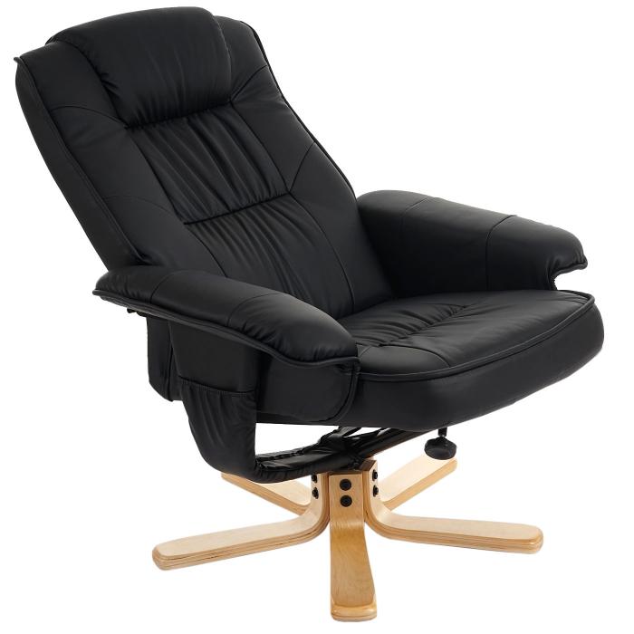 Relaxsessel Fernsehsessel Sessel ohne Hocker M56 Kunstleder ~ schwarz