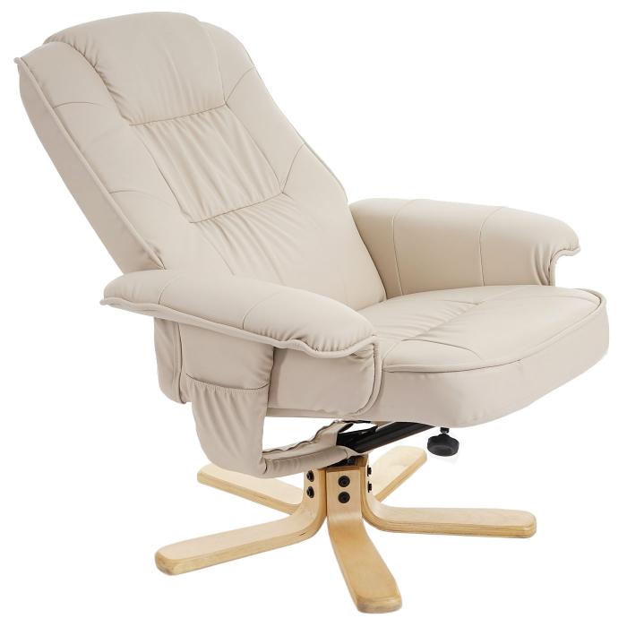 Relaxsessel Fernsehsessel Sessel ohne Hocker M56 Kunstleder ~ creme