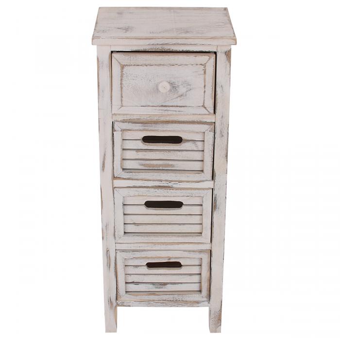 Kommode T18, Schubladenschrank Schrank, 4 Schubladen, 74x30x25cm Shabby-Look Vintage ~ wei