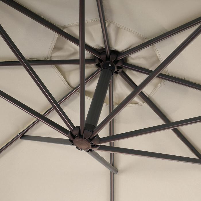 Ampelschirm Acerra, Sonnenschirm Sonnenschutz,  3m neigbar, Polyester/Stahl 11kg ~ creme mit Stnder
