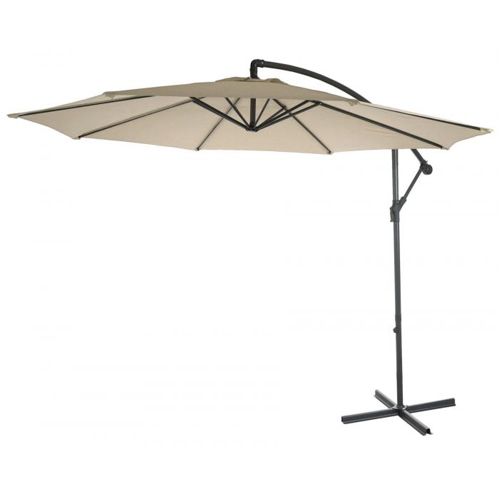 Ampelschirm Acerra, Sonnenschirm Sonnenschutz,  3m neigbar, Polyester/Stahl 11kg ~ creme ohne Stnder