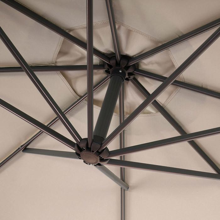 Ampelschirm Acerra, Sonnenschirm Sonnenschutz,  3m neigbar, Polyester/Stahl 11kg ~ sand-beige ohne Stnder