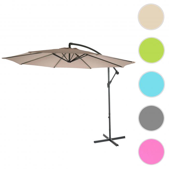 Ampelschirm Acerra, Sonnenschirm Sonnenschutz,  3m neigbar, Polyester/Stahl 11kg ~ sand-beige ohne Stnder