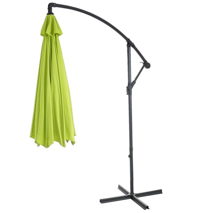 Ampelschirm Acerra, Sonnenschirm Sonnenschutz,  3m neigbar, Polyester/Stahl 11kg ~ grn-lemon mit Stnder