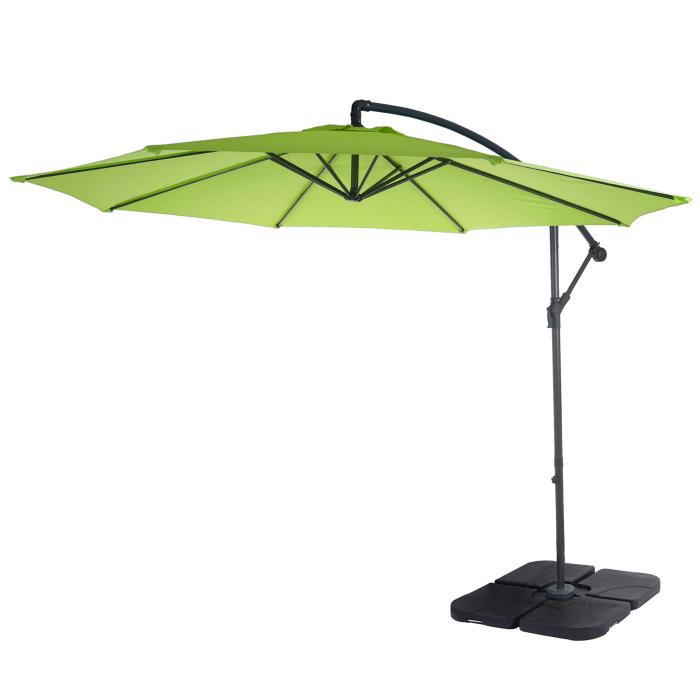 Ampelschirm Acerra, Sonnenschirm Sonnenschutz,  3m neigbar, Polyester/Stahl 11kg ~ grn-lemon mit Stnder