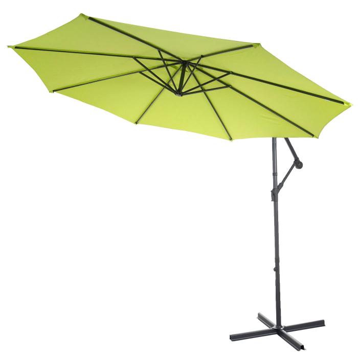 Ampelschirm Acerra, Sonnenschirm Sonnenschutz,  3m neigbar, Polyester/Stahl 11kg ~ grn-lemon mit Stnder