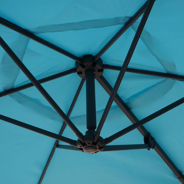 Wandschirm Casoria, Ampelschirm Balkonschirm Sonnenschirm, 3m neigbar, Polyester Alu/Stahl 9kg ~ trkis