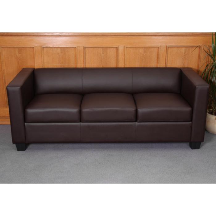 3er Sofa Couch Loungesofa Lille ~ Kunstleder, coffee