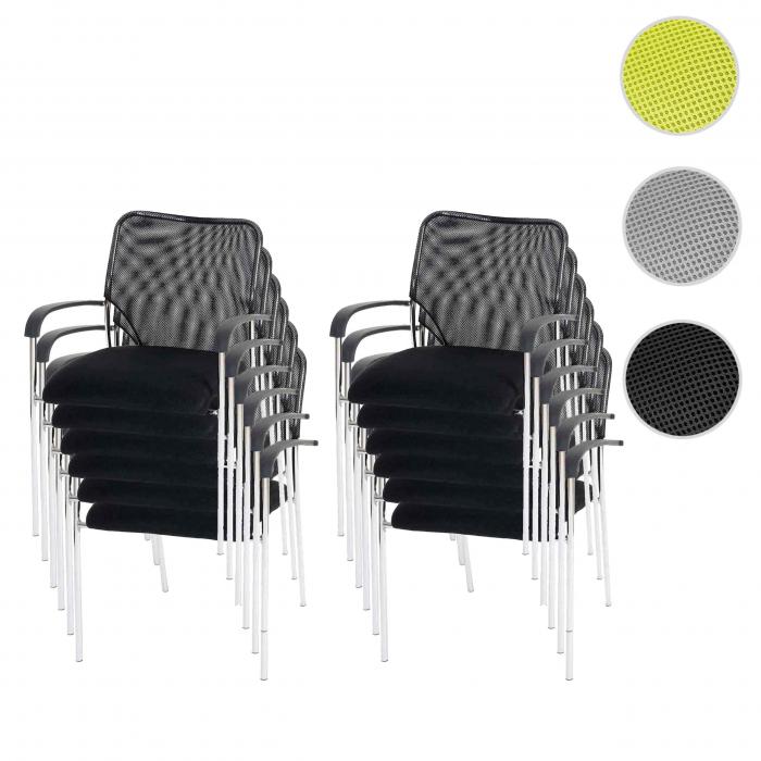 12er-Set Besucherstuhl Tulsa, Konferenzstuhl stapelbar, Stoff/Textil ~ Sitz schwarz, Rckenflche schwarz