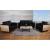3-2-1 Sofagarnitur Nancy, Couch Loungesofa, Holz Eiche-Optik ~ Kunstleder, schwarz