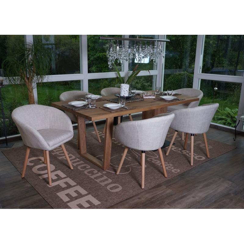 6er-Set Esszimmerstuhl Malm T633, Stuhl Kchenstuhl, Retro 50er Jahre Design ~ Textil, creme/grau