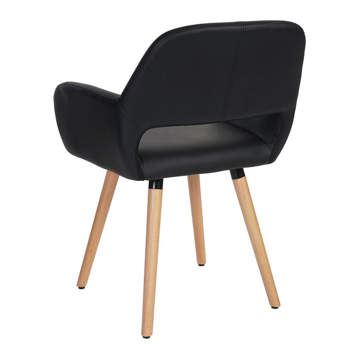 Esszimmerstuhl HWC-A50 II, Stuhl Küchenstuhl, Retro 50er Jahre Design ~ Kunstleder, schwarz, helle Beine