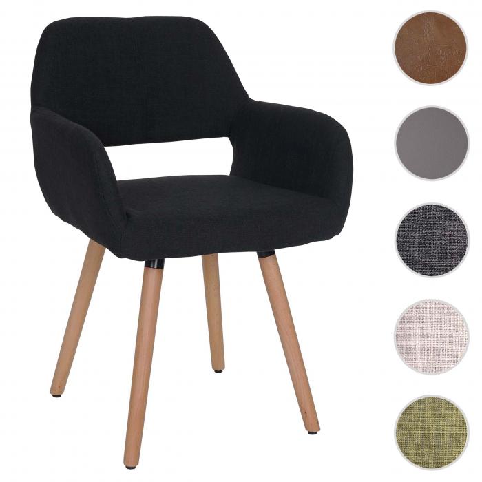 Esszimmerstuhl HWC-A50 II, Stuhl Kchenstuhl, Retro 50er Jahre Design ~ Textil, schwarz-grau, helle Beine