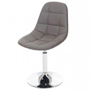 Esszimmerstuhl HWC-A60, Stuhl Drehstuhl, Retro 50er Jahre Design ~ Kunstleder taupe-grau, Chromfu