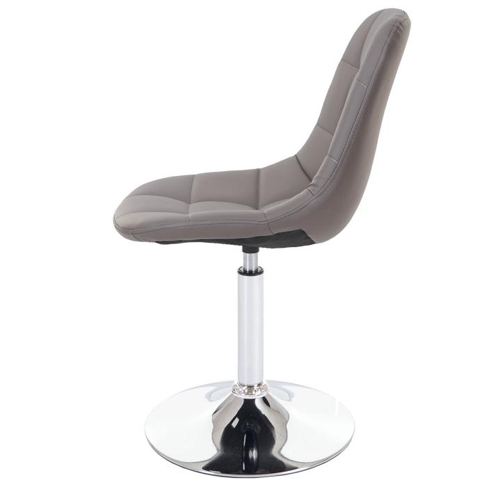 Esszimmerstuhl HWC-A60, Stuhl Drehstuhl, Retro 50er Jahre Design ~ Kunstleder taupe-grau, Chromfu