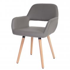 Esszimmerstuhl HWC-A50 II, Stuhl Kchenstuhl, Retro 50er Jahre Design ~ Kunstleder, taupe-grau, helle Beine