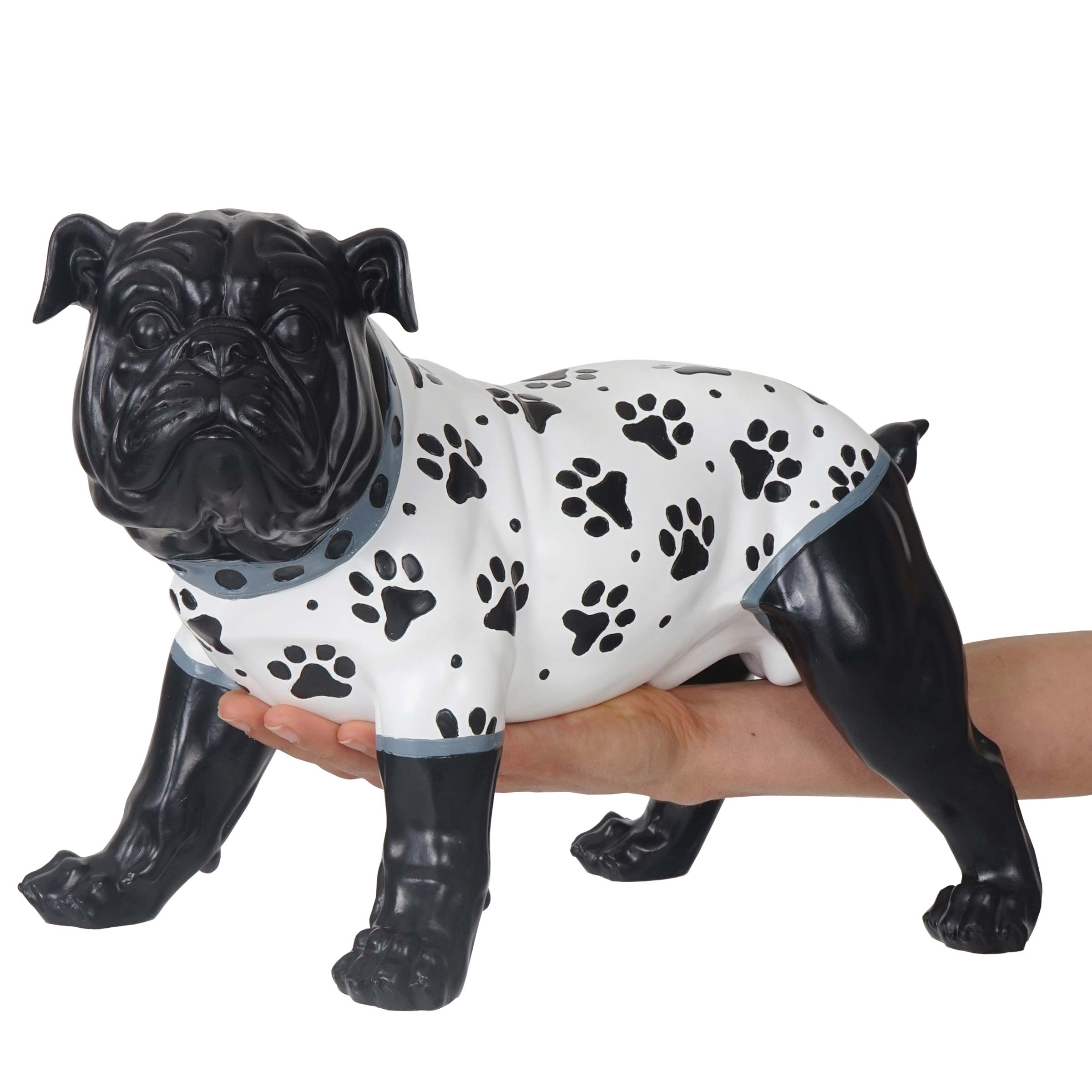 Deko Figur Bulldogge 24cm, Polyresin Skulptur Hund, In-/Outdoor, handbemalt  mit Jäckchen