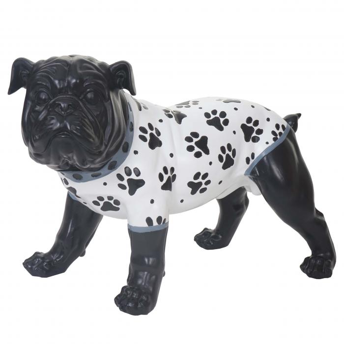 Deko Figur Bulldogge 24cm, Polyresin Skulptur Hund, In-/Outdoor, handbemalt mit Jckchen