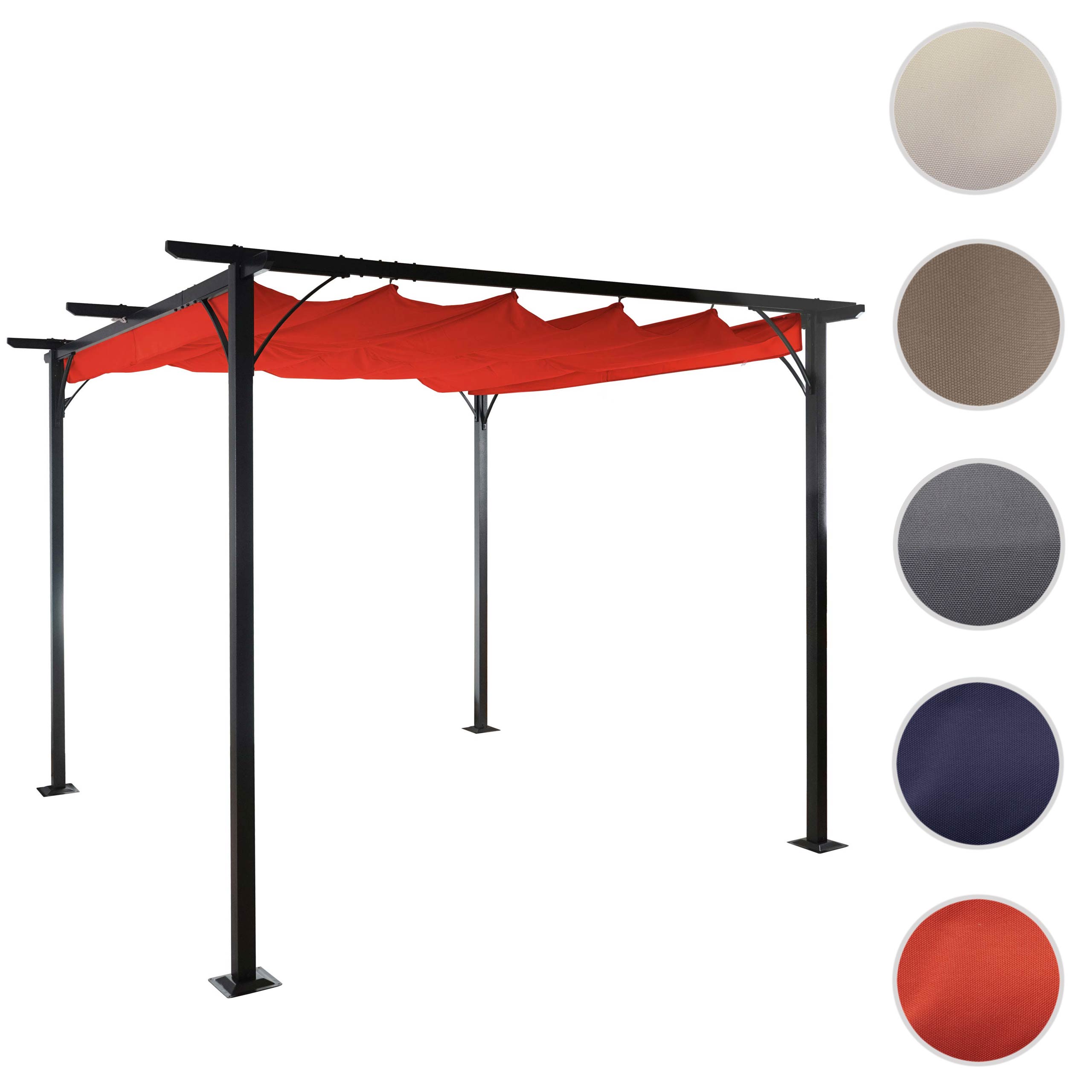 Pergola HWCC42, Garten Pavillon, stabiles 6cmGestell + Schiebedach