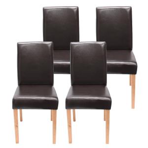 4er-Set Esszimmerstuhl Stuhl Kchenstuhl Littau FSC-zertifiziert ~ Kunstleder, braun helle Beine