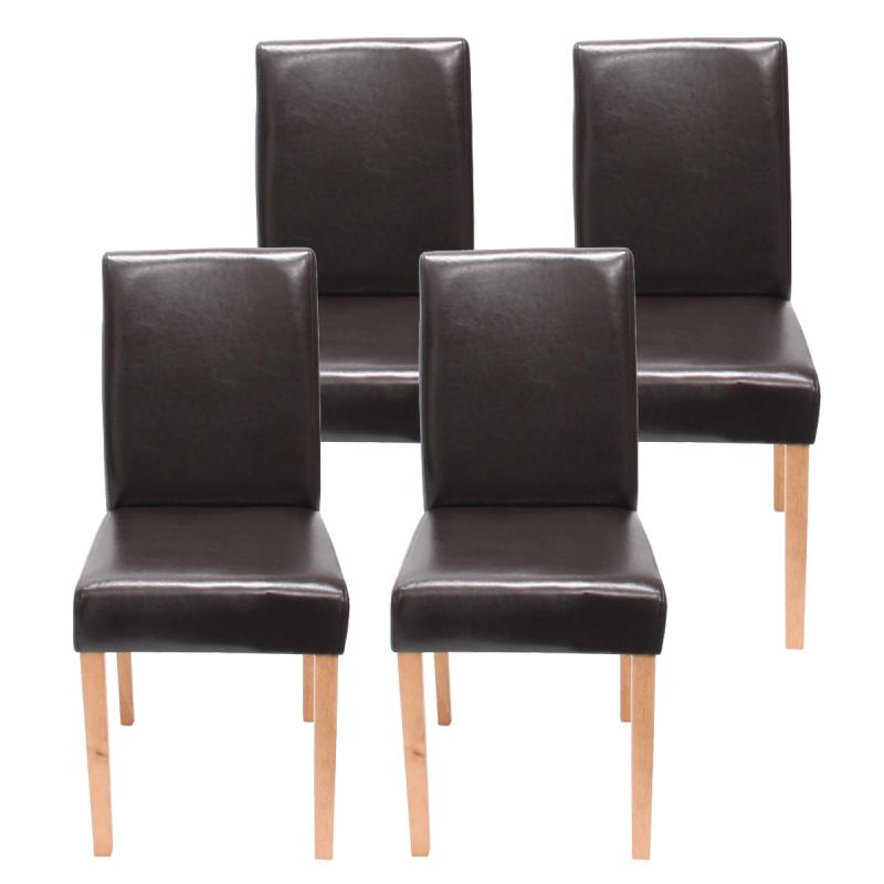 4er-Set Esszimmerstuhl Stuhl Kchenstuhl Littau FSC-zertifiziert ~ Kunstleder, braun helle Beine