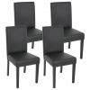 4x Esszimmerstuhl Stuhl Küchenstuhl Littau ~ Kunstleder, schwarz matt, dunkle Beine