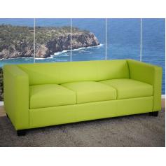 3er Sofa Couch Loungesofa Lille ~ Kunstleder, hellgrün