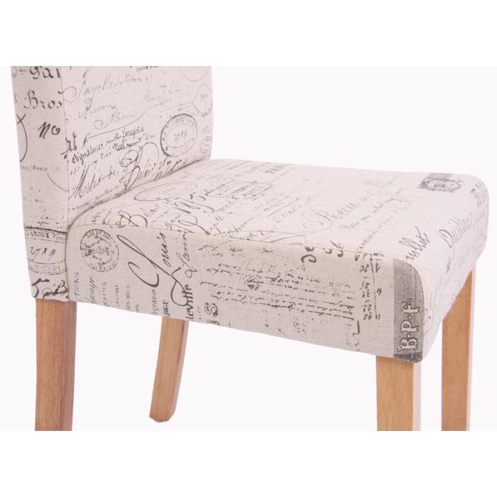 2er-Set Esszimmerstuhl Stuhl Küchenstuhl Littau ~ Textil mit Schriftzug, creme, helle Beine