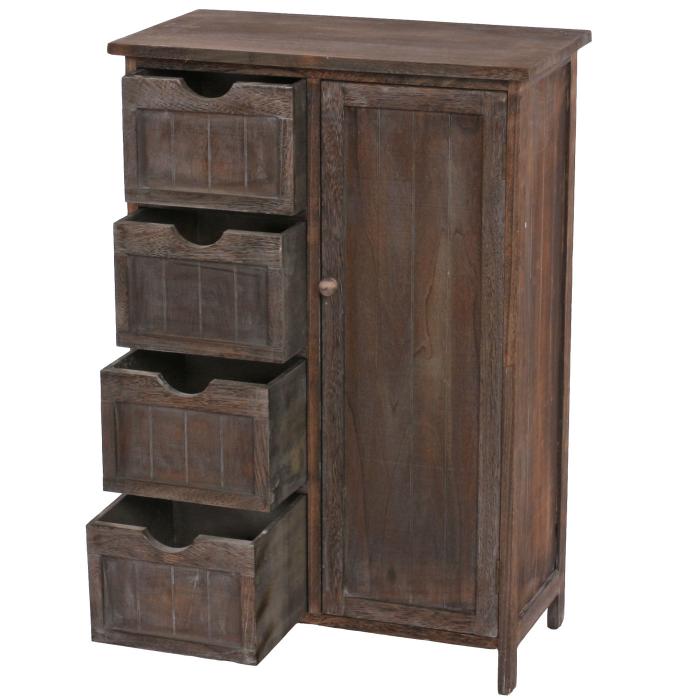 Kommode HWC-D12, Schrank Schubladenkommode, Shabby-Look Vintage 82x55x30cm ~ braun