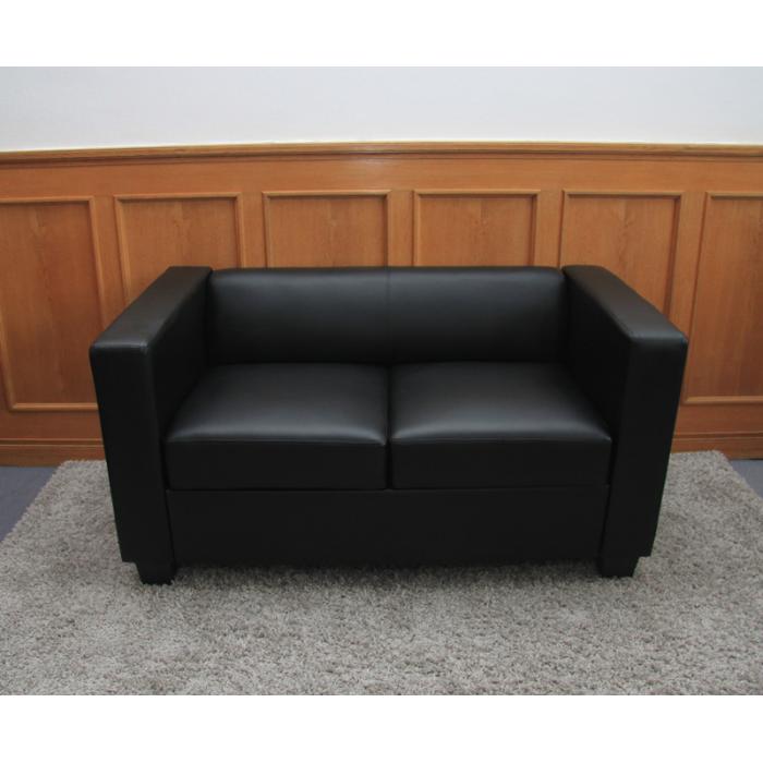 2er Sofa Couch Loungesofa Lille Kunstleder schwarz 