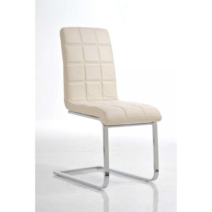 Esszimmerstuhl Freischwinger Stuhl C03, Kunstleder ~ creme