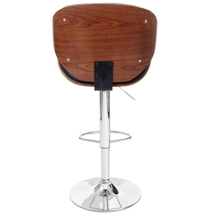 Barhocker Foxrock, Barstuhl, Holz Bugholz Retro-Design ~ Walnuss-Optik, Kunstleder schwarz