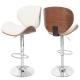 Barhocker Foxrock, Barstuhl, Holz Bugholz Retro-Design ~ Walnuss-Optik, Kunstleder creme