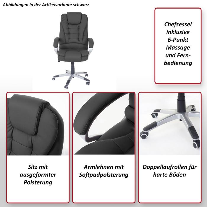 Massage-Brostuhl Blackburn, Massagestuhl Drehstuhl Chefsessel, Kunstleder ~ schwarz