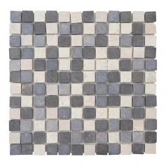 Steinfliesen Vigo T690, Marmor Naturstein-Fliese Quadrate, 11 Stück je 30x30cm = 1qm ~ grau-weiß