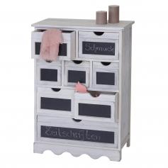 Kommode Ermelo, Schubladenschrank mit Tafel, Shabby-Look Vintage MVG-zertifiziert 87x60x30cm ~ wei
