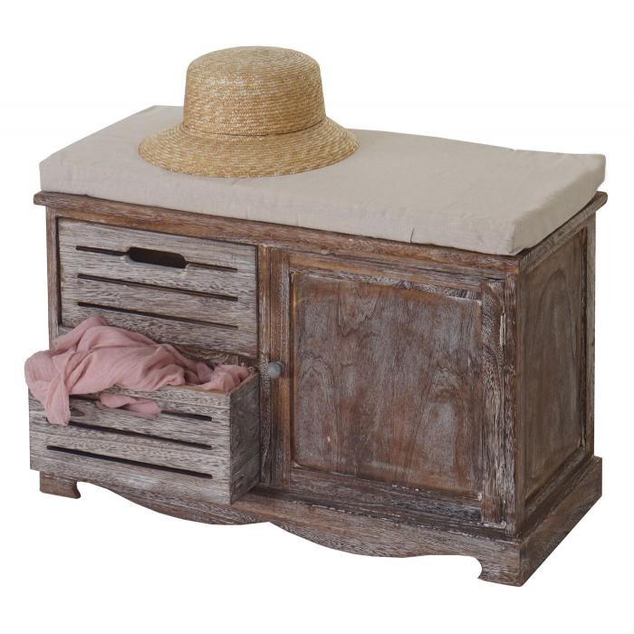 Sitzbank HWC-J22, Bank Kommode, Shabby-Look Vintage MVG-zertifiziert 49x71x32cm braun