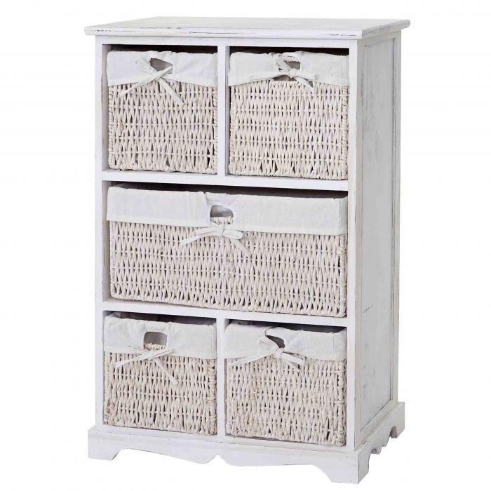 Kommode Dundee, Schubladenschrank, Shabby-Look Vintage 90x60x30cm ~ wei