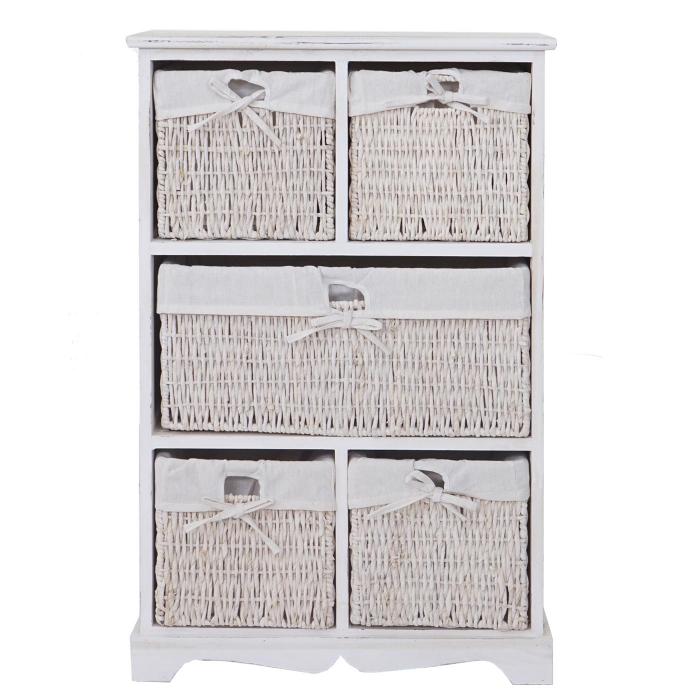 Kommode Dundee, Schubladenschrank, Shabby-Look Vintage 90x60x30cm ~ wei