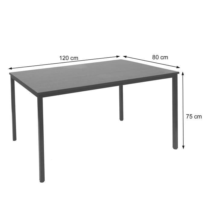 Schreibtisch Braila, Konferenztisch Brotisch Seminartisch, 120x80cm MDF ~ schwarze Eiche-Optik