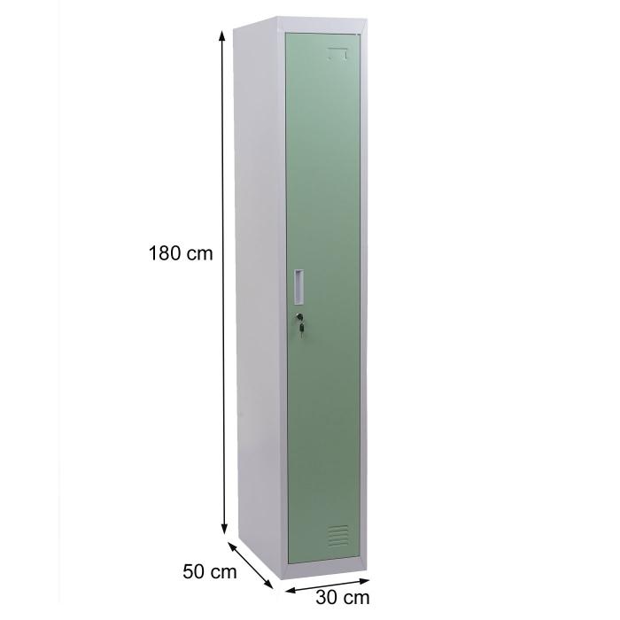 Spind Boston T163, Garderobenschrank Kleiderspind Umkleideschrank, Metall 180x30x50cm nach ASR A4.1 ~ mint-grn